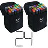 Canetas Canetinhas 24 Cores Ponta Dupla Permanente Kit 2 Uni Estojo Bolsa Alça Desenho Pintura Arte  - 2