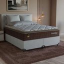 Ver imagem 1 de Cama Box Queen + Colchão Comfort Class Pillow Top 158x198cm Marrom/suede Branco