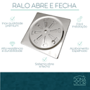 Ver imagem 6 de Ralo Grelha Para Banheiro 15x15 Inox Alto Padrão Abre Fecha