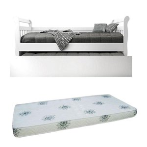 Bicama Babá Júlia Branco Brilho com 2 Colchões ? Carolina