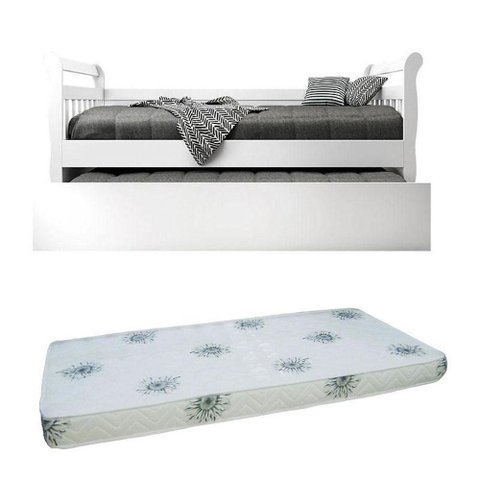 Bicama Babá Júlia Branco Brilho com 2 Colchões ? Carolina