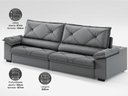 Ver imagem 5 de Sofá com Carregador Usb e Molas no Assento Retrátil Reclinável Nice 2,50m Velosuede - Netsofas