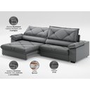 Ver imagem 3 de Sofá com Carregador Usb e Molas no Assento Retrátil Reclinável Nice 2,50m Velosuede - Netsofas