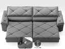 Ver imagem 4 de Sofá com Carregador Usb e Molas no Assento Retrátil Reclinável Nice 2,50m Velosuede - Netsofas