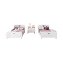 Ver imagem 2 de Kit 2 Camas Solteiro para Colchão 88x188cm com Mesa de Cabeceira 2 Portas Multimóveis Mp4374