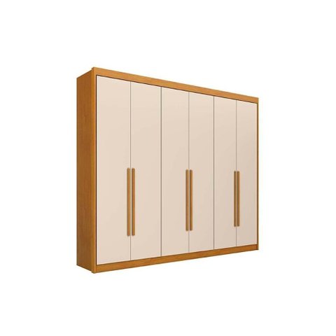 Guarda Roupa Casal 6 Portas e 8 Gavetas Bérgamo Cinamomo/off White - Conquista