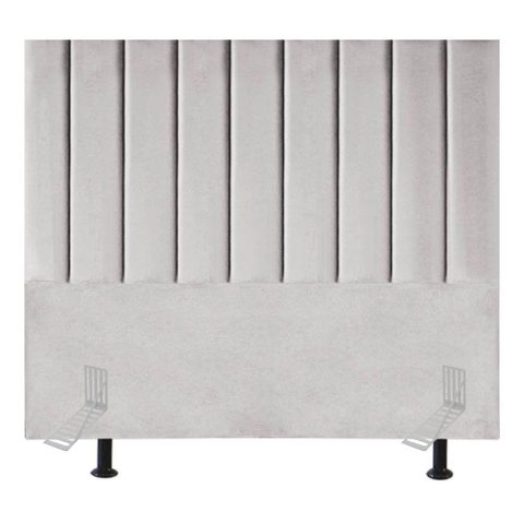 Cabeceira Estofada Cama Casal Box Queen 160 Cm Catarina Veludo e Frame Cinza Claro