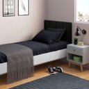 Ver imagem 1 de Cabeceira Quarto Suspensa Solteiro Lisa Dubai 90cm - Preto Suede