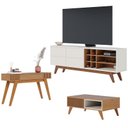 Ver imagem 1 de Rack Bancada Noronha 1.8 Off White Matte Freijó com Mesa de Centro Jeri Freijó Off White e Aparador