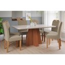 Ver imagem 1 de Conjunto: Mesa Sala Jantar Maitê Tampo Madeirado C/ Vidro 160x80cm e 6 Cadeiras Paola Cinamomo/off