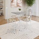 Ver imagem 1 de Conjunto Sala de Jantar Mesa Quadrada 70cm Tampo Granito com 4 Cadeiras Leia Branco/Cedro/Ocre