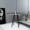 Ver imagem 2 de Mesa de Jantar Boston Class Aço Carbono Preto Redonda Nozes 1.30 Cm Vidro Preto