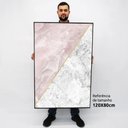 Ver imagem 2 de Quadro Decorativo em Canvas Geométrico Mármore Rosa TaColado Moldura Flutuante 4,5cm Freijó 120 x 80