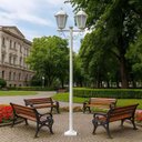 Ver imagem 2 de Kit 2 Postes Luminária Branco 1,6m Jardim 2 Lâmpadas E27 Grega Lente Fosca Dital