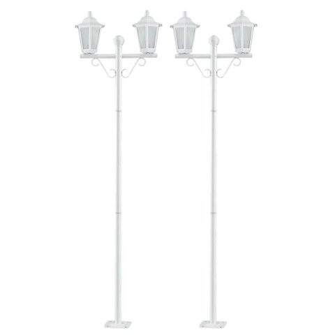 Kit 2 Postes Luminária Branco 1,6m Jardim 2 Lâmpadas E27 Grega Lente Fosca Dital