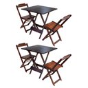 Ver imagem 1 de Kit 2 Jogos de Mesa Dobrável com 2 Cadeiras de Madeira 70x70 Ideal para Bar e Restaurante - Imbuia