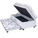 Ver imagem 1 de Cama Box Baú Solteiro Conjugado com Cama Auxiliar Bicama 3 em 1 Matelassê Branco Bello Box