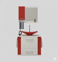 Ver imagem 1 de Kit Gabinete Cuba e Espelheira 60cm para Banheiro Moderno:branco/vermelho