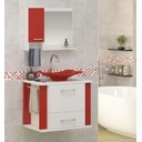 Ver imagem 5 de Kit Gabinete Cuba e Espelheira 60cm para Banheiro Moderno:branco/vermelho