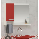 Ver imagem 6 de Kit Gabinete Cuba e Espelheira 60cm para Banheiro Moderno:branco/vermelho