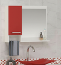 Ver imagem 6 de Kit Gabinete Cuba e Espelheira 60cm para Banheiro Moderno:branco/vermelho