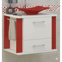 Ver imagem 3 de Kit Gabinete Cuba e Espelheira 60cm para Banheiro Moderno:branco/vermelho