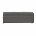 Ver imagem 2 de Recamier Madri 140cm com Rodinhas Veludo Grafite Inova Decor
