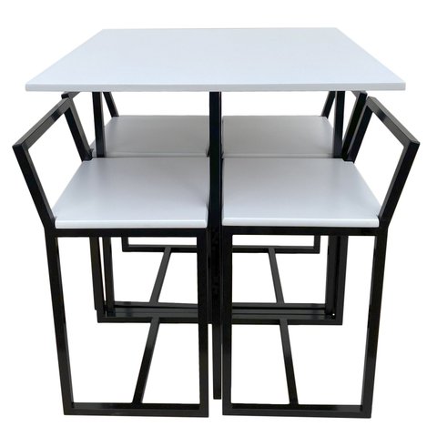 Mesa Prime 4 Cadeiras Quadrada BF Decor Prime Compacta Preto/Branco