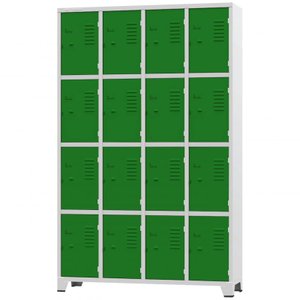 Roupeiro de Aço 16 Portas Cinza com Verde - Ultra Móveis