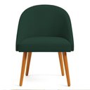 Ver imagem 4 de Kit 06 Cadeiras Poltrona de Jantar Luna Suede Verde Pés Palito Castanho
