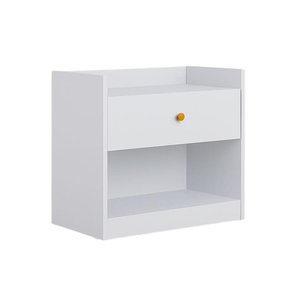 Gaveteiro Alef - 1 Gaveta e Nicho Inferior - Mdp com Pintura Uv - Colibri - Branco Fosco