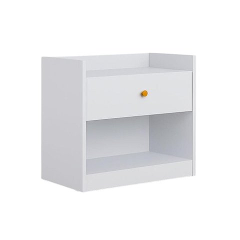 Gaveteiro Alef - 1 Gaveta e Nicho Inferior - Mdp com Pintura Uv - Colibri - Branco Fosco