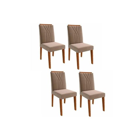 Cadeira Sala de Jantar Nicole Kit 4 Un Savana/Suede Joli - Cimol