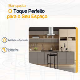 Banqueta Quadrada Preta para Balcão Ilha Cozinha Gourmet Bancada Piscina Bares Àrea de Lazer - 3
