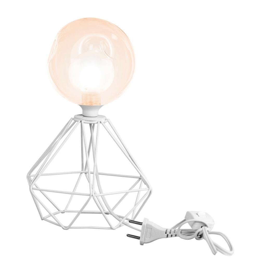 Abajur Diamante Branco Bolinha Harmony Ambar - 1