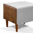 Ver imagem 3 de Kit 2 Puff Retangular Alicia Linho Gelo e Corano Nozes Pés Palito Castanho - Arkell