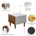 Ver imagem 6 de Kit 2 Puff Retangular Alicia Linho Gelo e Corano Nozes Pés Palito Castanho - Arkell