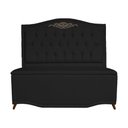Ver imagem 1 de Cabeceira mais Calçadeira Casal King 195cm Para Cama Box Greta Suede Preto - DS Estofados