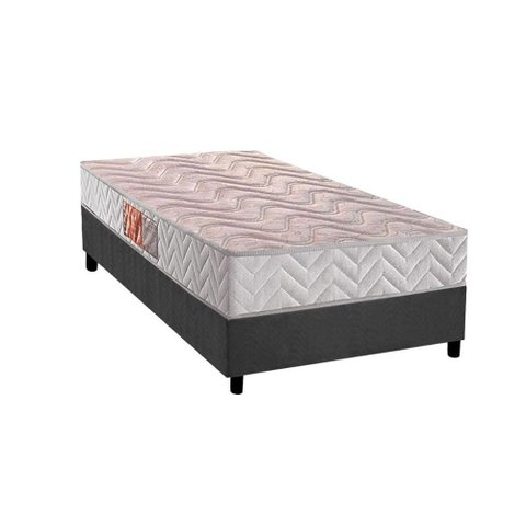 Conjunto Box Solteiro: Colchão Espuma Paropas D28 Pasquale Clean + Base Crc Suede Gray (88x188)