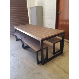 Mesa Estilo/Modelo Industrial com 4 bancos (2,50 x 0,90) - 6