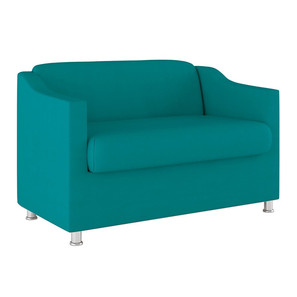 Kit Poltrona Tilla Recepção + Namoradeira Sala, Quarto Suede Cor:Azul Turquesa - 6