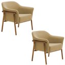 Ver imagem 1 de Kit 02 Poltronas Luna Base Madeira Bouclé Camel - Nexta Casa
