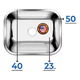 Tanque Inox 50x40 + Tanque S/esfregador Grande 304 - Sobrepo - 3