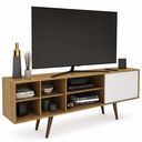 Ver imagem 3 de Rack para TV até 65 Polegadas 175cm 1 Porta 6 Nichos Turquia Marrom/Branco - Mademóvel