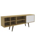 Ver imagem 1 de Rack para TV até 65 Polegadas 1 Porta 6 Nichos 175cm Turquia Estilo Retrô Cor Marrom/Branco -