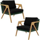 Ver imagem 1 de Kit 02 Poltronas Decorativas Sala Estar Pietra L02 Facto Verde Musgo Linho Chumbo - Lyam Decor