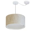Ver imagem 1 de Lustre Pendente Cilíndrico com Desvio Md-4310 Cúpula em Tecido 40x25cm Rustico Bege - Bivolt