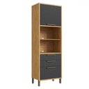 Ver imagem 1 de Torre Quente Syrah 2 Portas 2 Gavetas 100% Mdf Amêndoa/chumbo - Rio Doce