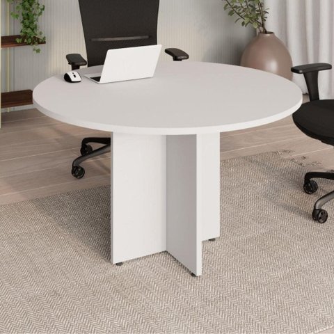 Mesa Corporativa Circular 120 cm X 120 cm Pés Painel com Regulagem de Altura para 4 a 6 Pessoas F5
