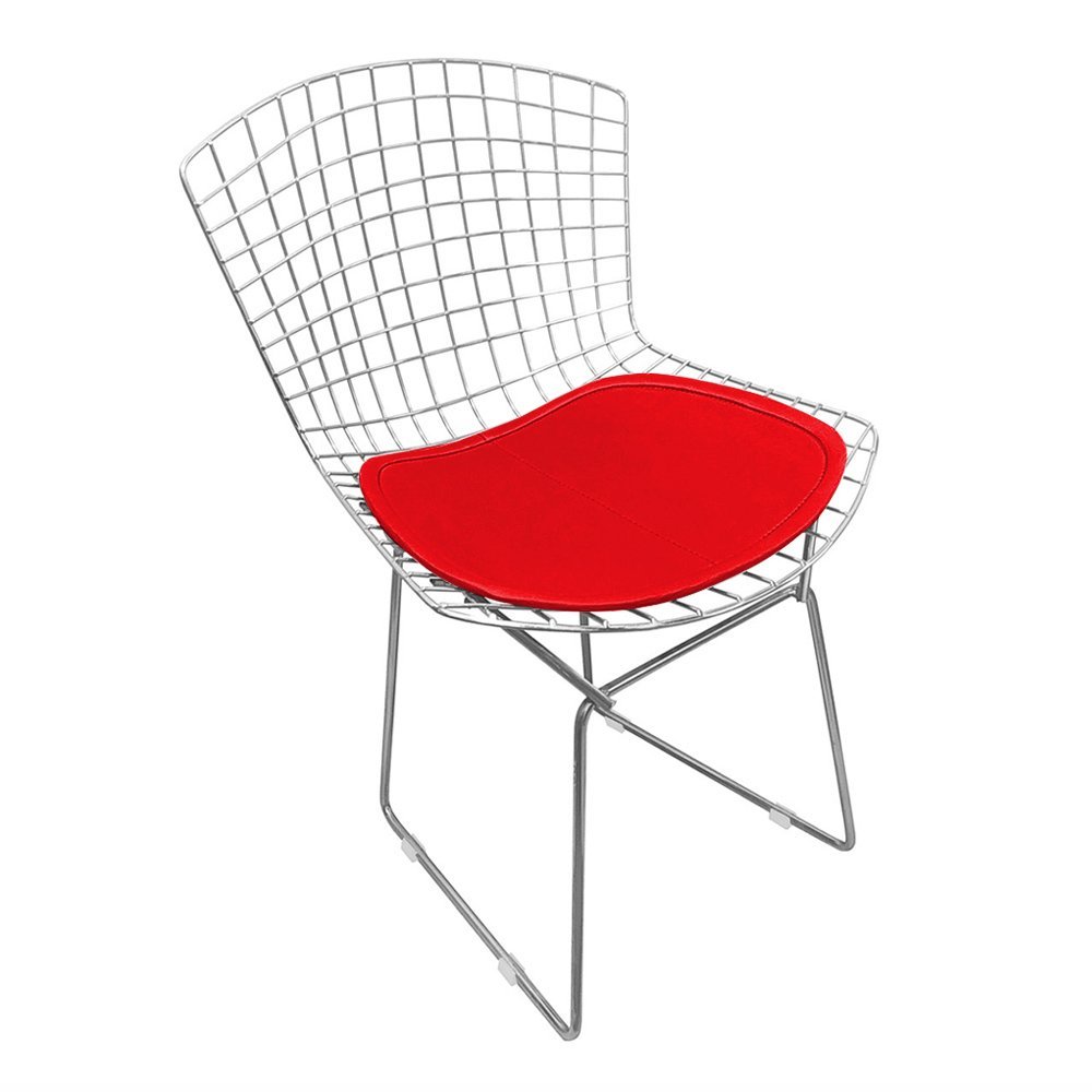 Cadeira Bertoia Cromada com Assento Sintético Vermelho - 1